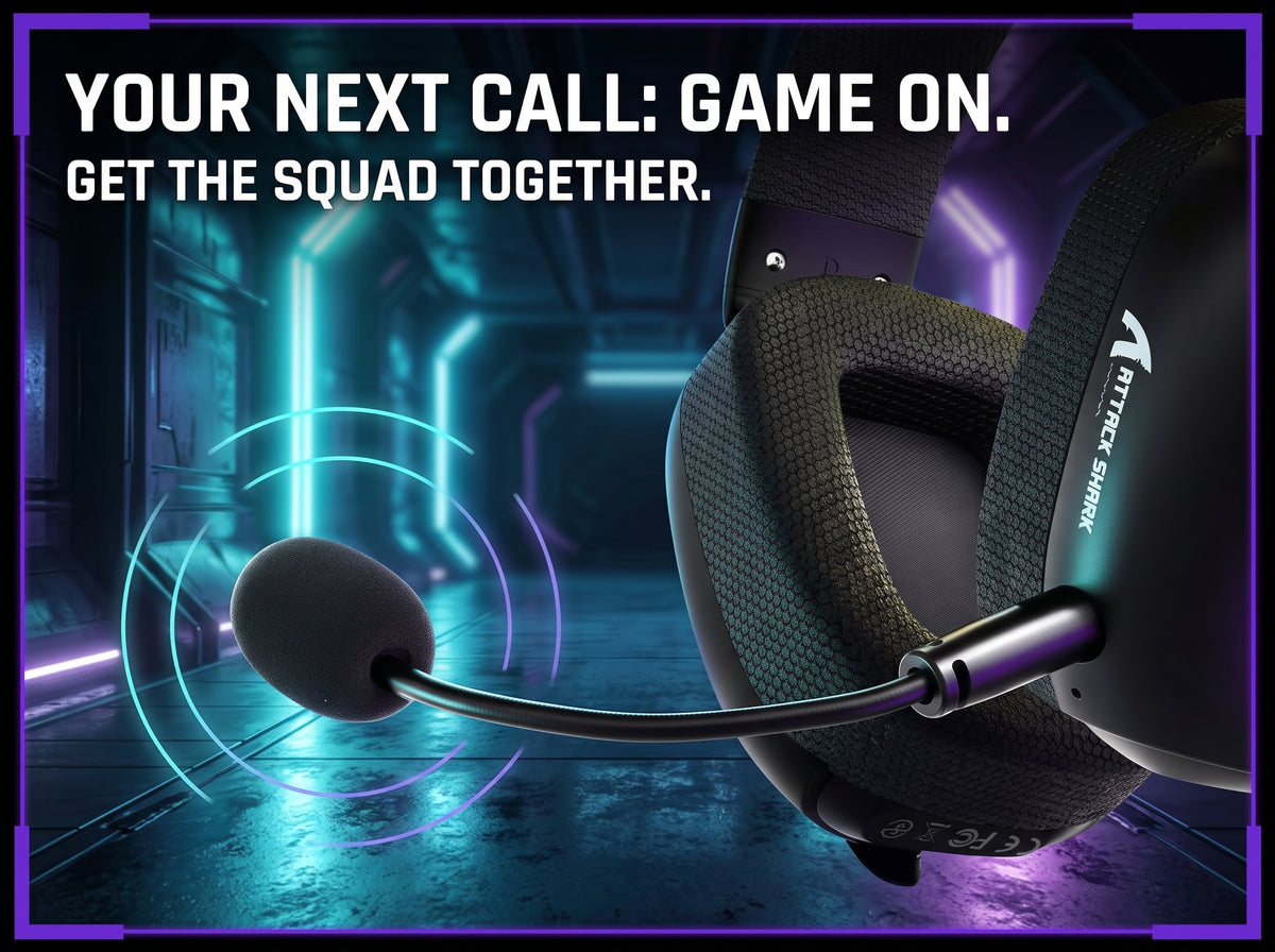 Boom microphone and ear cushion close-up on the ATTACK SHARK L80PRO headset