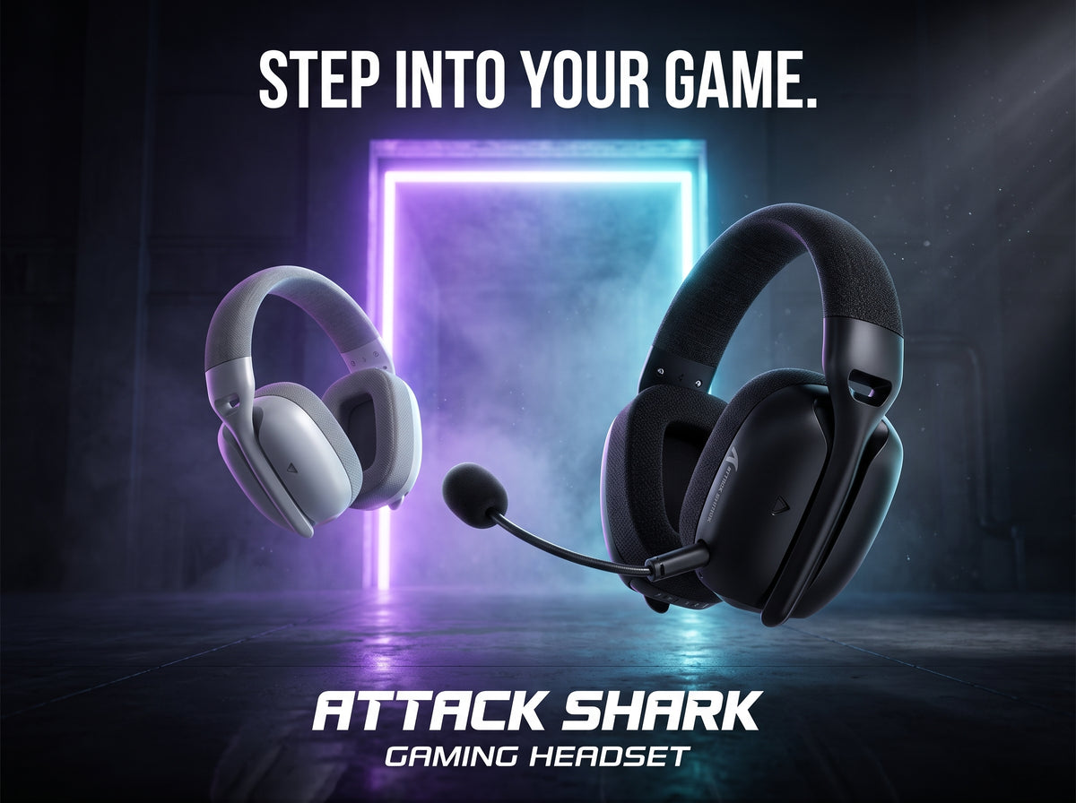ATTACK SHARK L80PRO tri-mode gaming headset in white and black with boom microphone