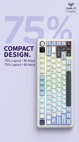 AULA F75 MAX 75% compact layout keyboard in white and blue