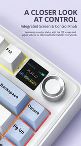 AULA F75 MAX keyboard screen and metal control knob close-up