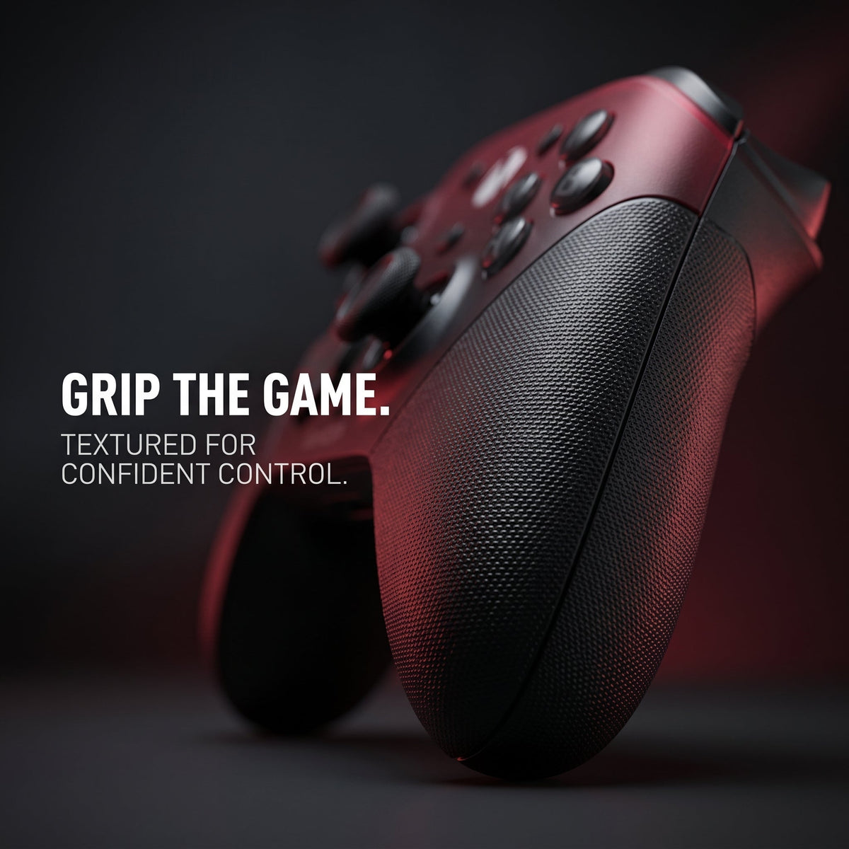 Textured grips on the black and red GameSir G7 Pro controller close-up